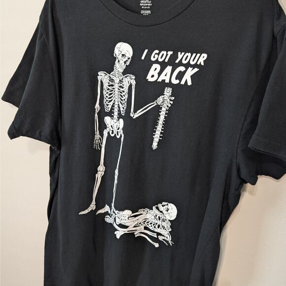 Celebrate Halloween Black Skeleton I Got Your Back Short Sleeve T-Shirt Size XL - Picture 2 of 7